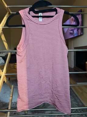 Women’s Pink Striped Rib Tank Top